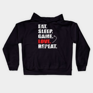 eat sleep game repeat co Kids Hoodie